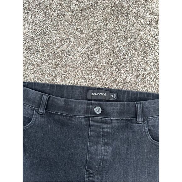 Betabrand Premium Yoga Denim Pull On Flare Bootcut Black Wash Jean Frayed Hem XL - Picture 5 of 10